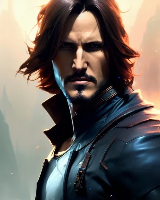 "matt mercer, 45 degree angle, full-scale head and shoulders portrait, 8k resolution concept art portrait by Greg Rutkowski, Artgerm, WLOP, Alphonse Mucha dynamic lighting hyperdetailed intricately detailed Splash art trending on Artstation triadic colors Unreal Engine 5 volumetric lighting Splash art fantasy"