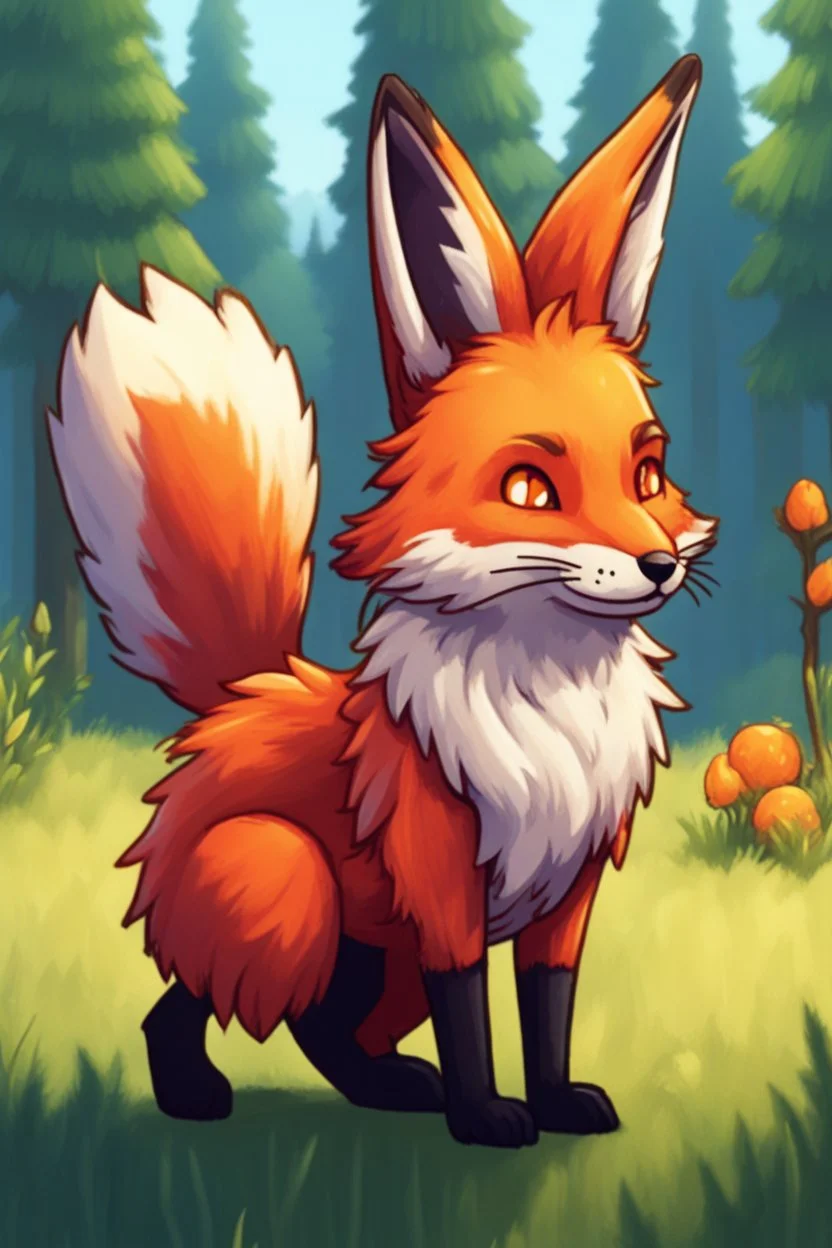 a hybrid of a fox and a rabbit, stardew valley style
