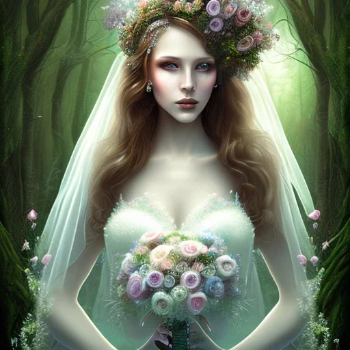  magical forest, portrait of bride poet, chalk