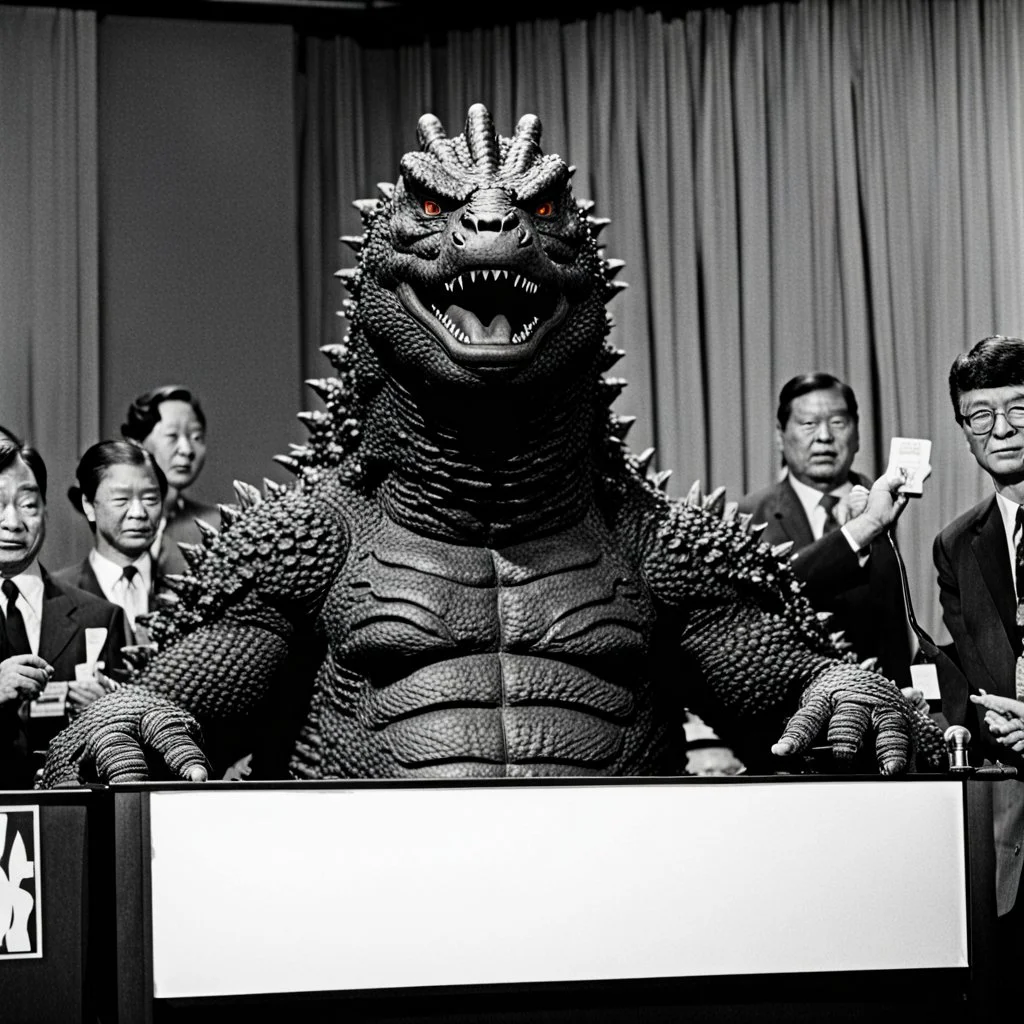 Godzilla gives a press conference.