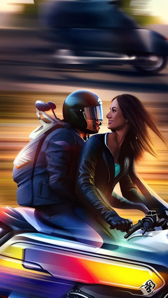 A couple in motorcycle