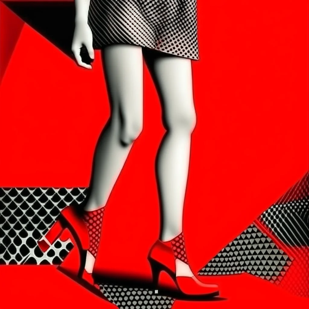 girls leg , modern art red back ground