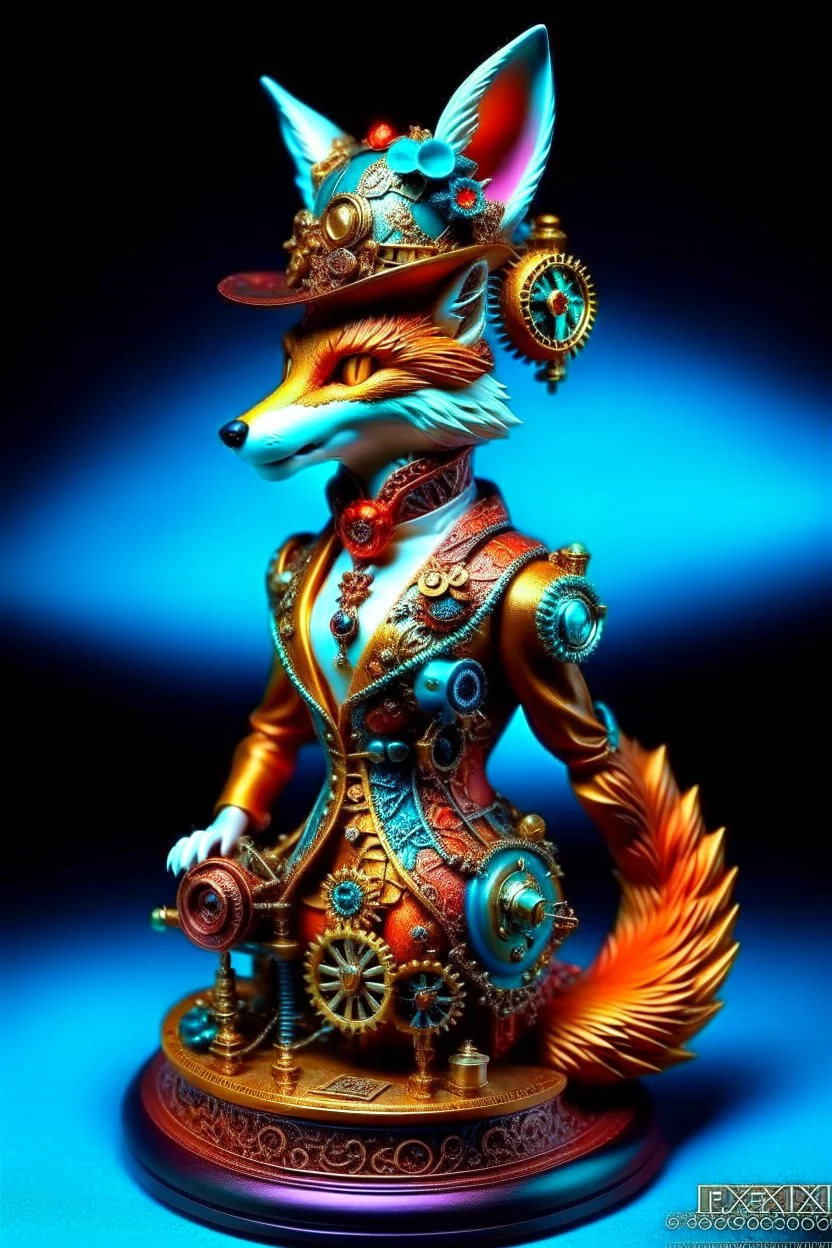 Kitsune Steampunk calidad ultra intrincado hiperdetallado full body