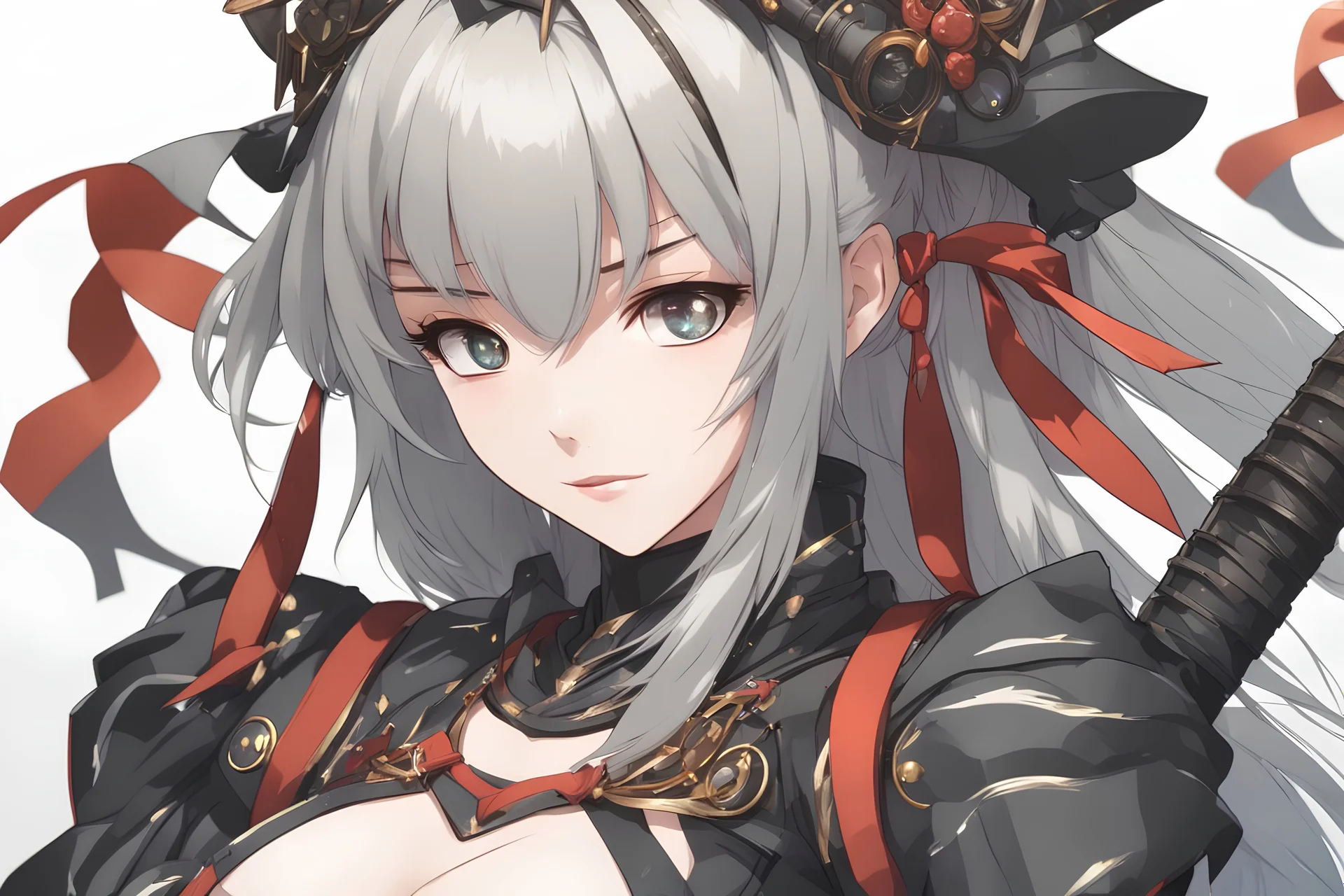 ronin Girl in 8k Kawacy anime artstyle , symbiote them, ronin costum, close picture, highly detailed, high details, detailed portrait, masterpiece,ultra detailed, ultra quality