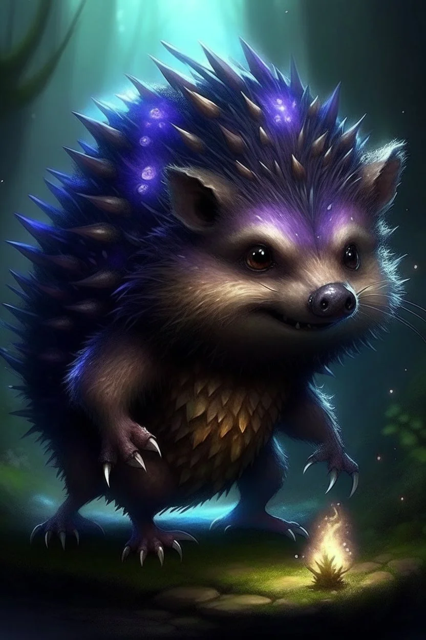 Hedgehog monster mutant with magic fantasy