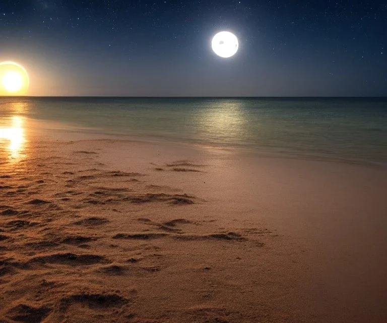 night beach whit full moon