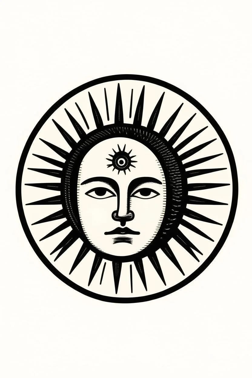 sun of may front face portrait logo, stamp, minimal geometrical.