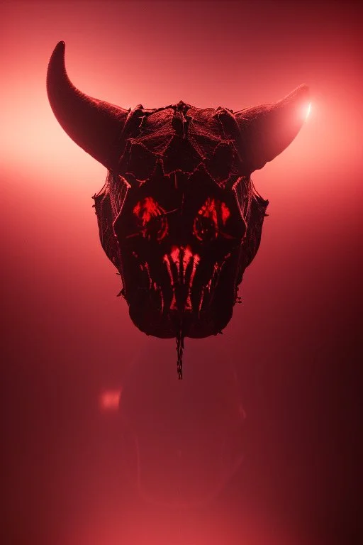 a devil's skull with circuitry for horns