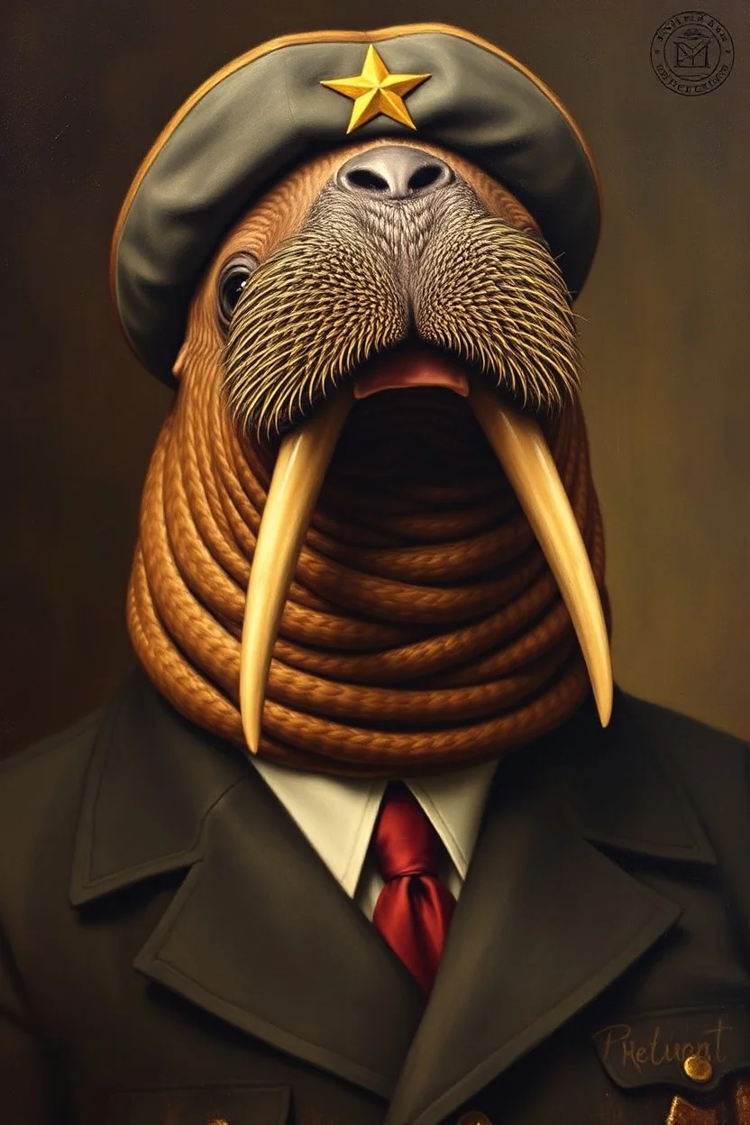 Mexican Hitler walrus, painted by Rembrandt