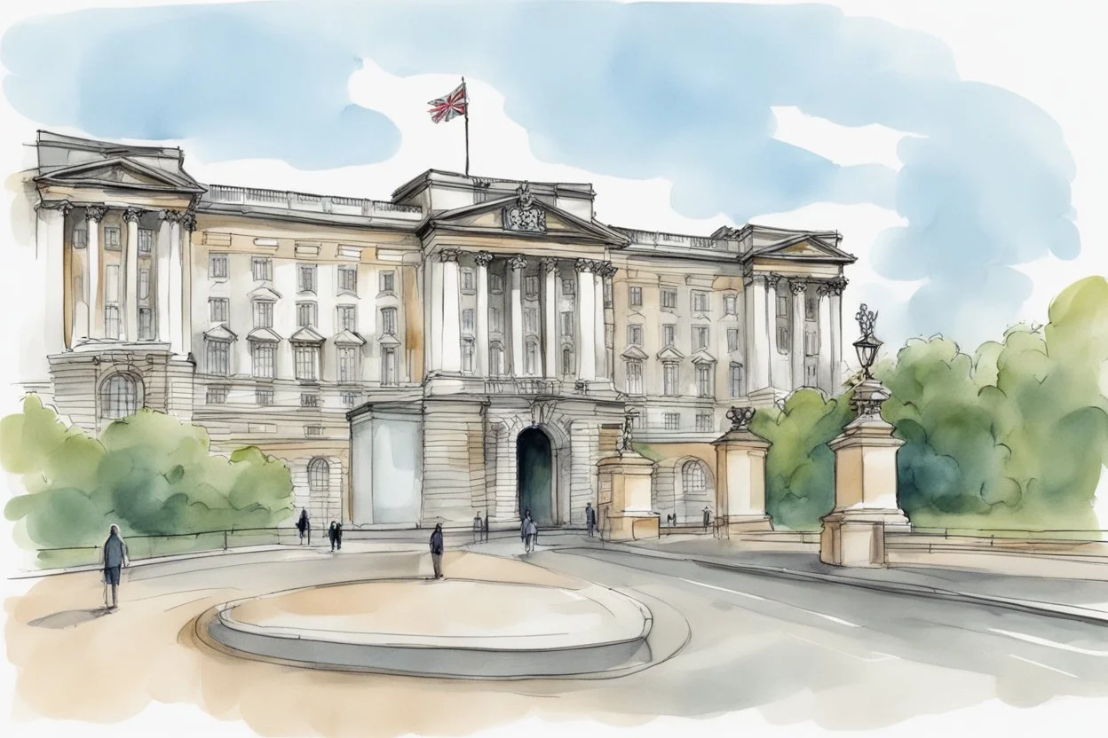 Urban sketch of Buckingham palace