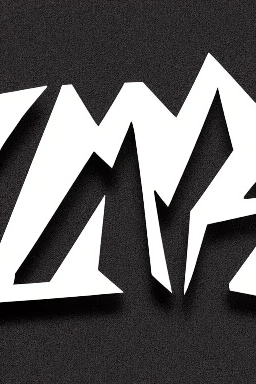 Write Text that reads: "ZOMAC", aligned centered in the Style of a Rock Band Logo, Black on White with glowing outlines