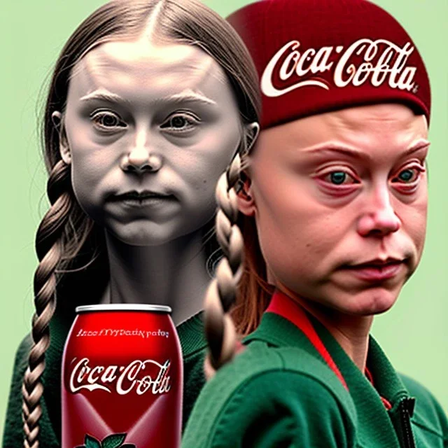 portrait of Greta Thunberg vs coca-cola