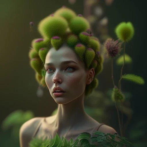 plant girl, fantasy art, octane render, redshift render,ambient lighting