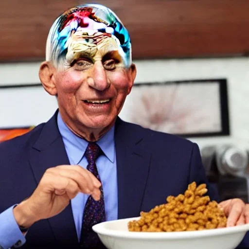 dr. Anthony fauci eating a bowl of Spike protein