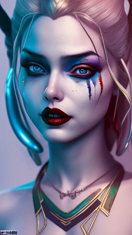 Harley Quinn, high delicate defined details, beautiful, atmospheric, matte, 3 d 8 k octane rendered, sharp focus, illustration, high detail, ultra realistic, highly saturated colors