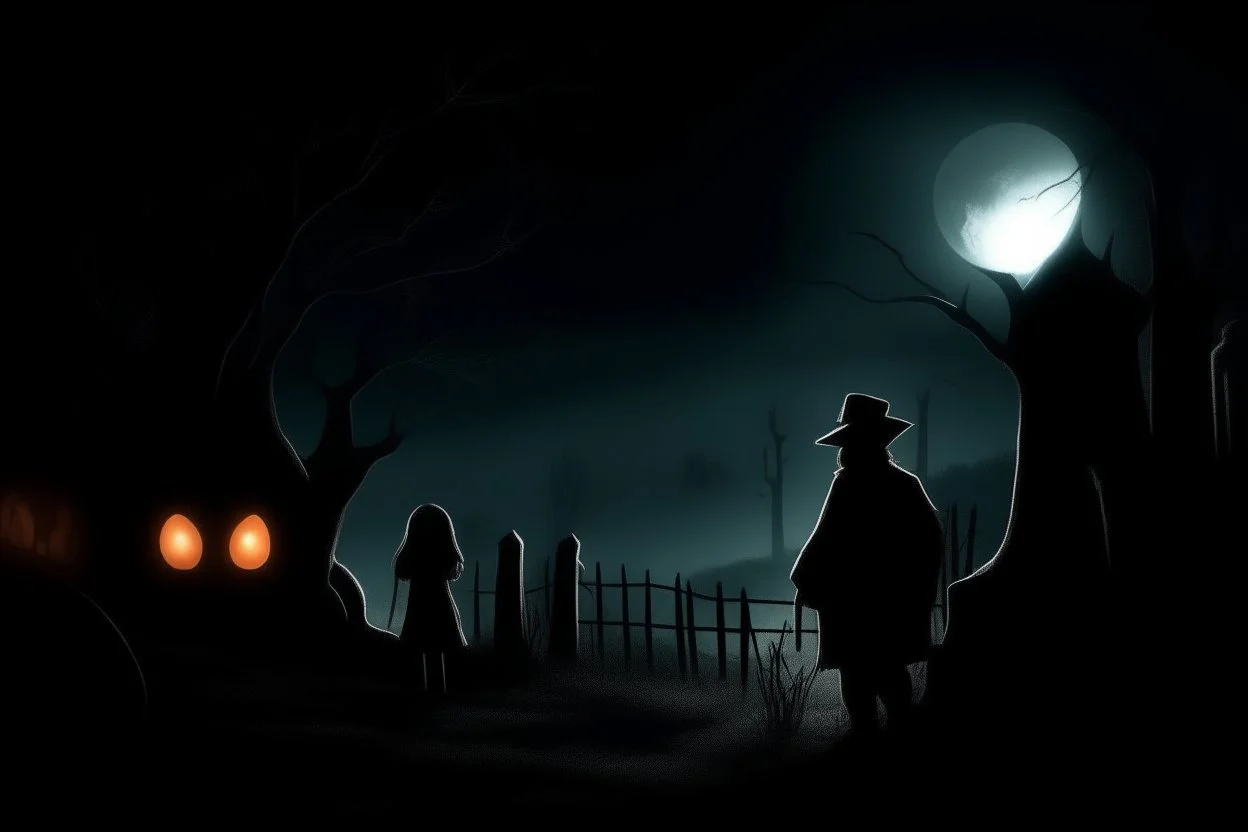 spooky encounter on a dark Halloween night."