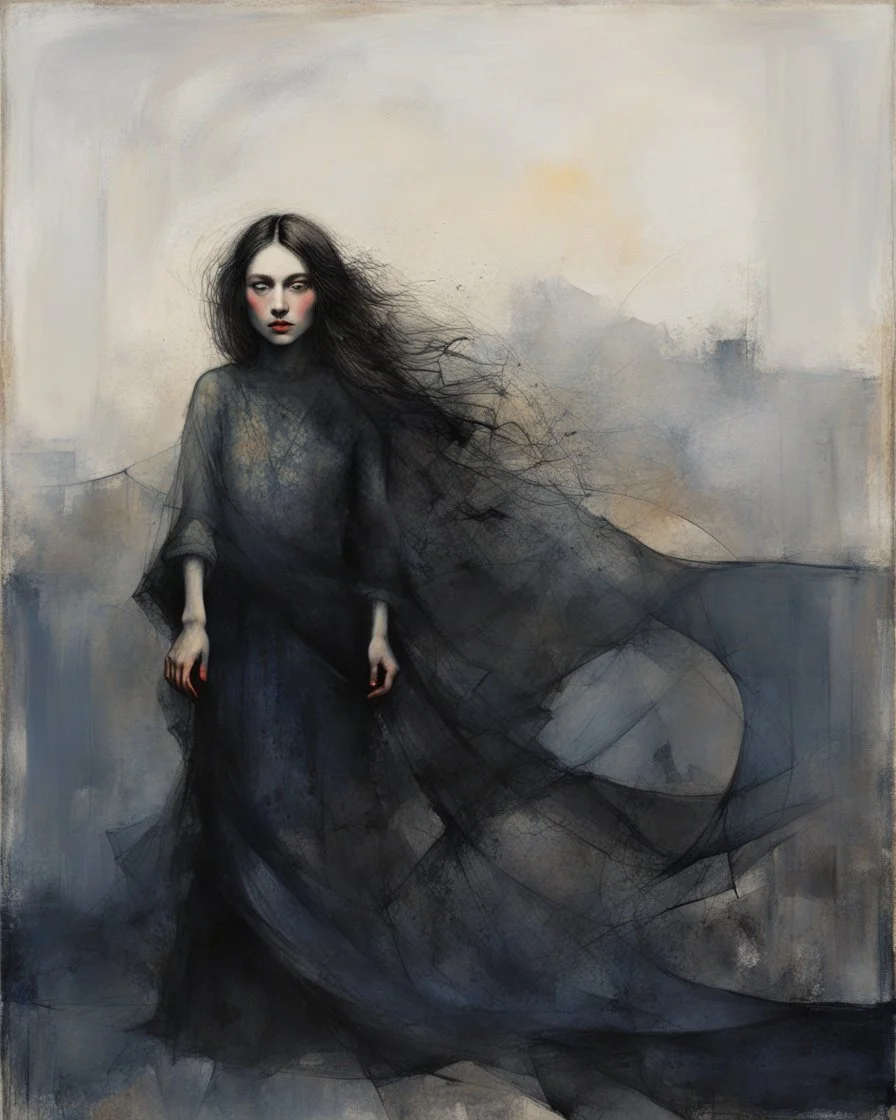 Artists Richard Burlet and Tran Nguyen…the girl from nowhere…otherworldly ethereal beauty… Shadow-Soul Black…Wanderer Ink…Dusk-Drifter Grey…Solitary Figure Umber… Modifiers: Zdzisław Beksiński Picasso naive art Henri Matisse Alex Grey Andy Warhol Paul Klee Wassily Kandinsky Otto Dix Paul Cezanne Ernst Ludwig Kirchner Tim Burton graffiti Johannes Vermeer Francis Bacon Max Ernst Pino Daeni Jasper Johns Egon Schiele Mondrian Georgia O'Keeffe M.C. Escher Yuko Shimizu Joan Miró Louis Wain Victo Ngai