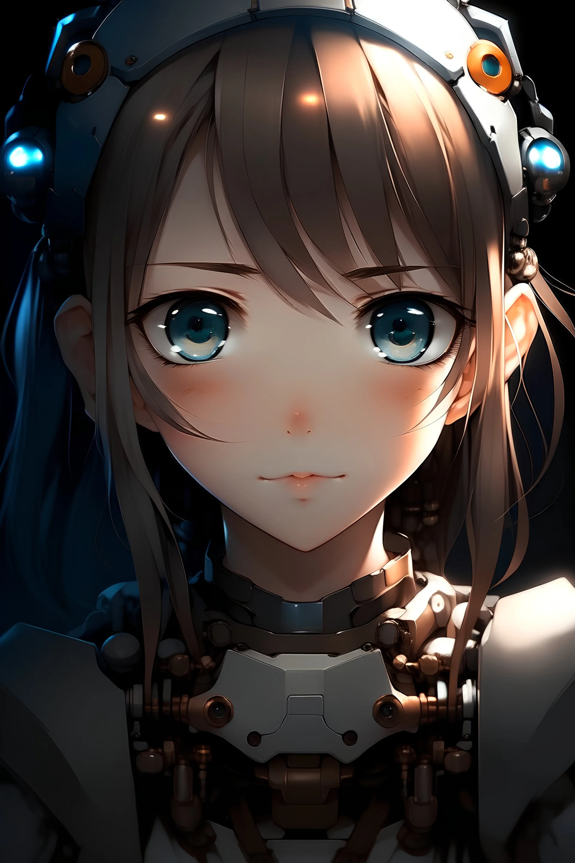 anime girl with robot opened face scary