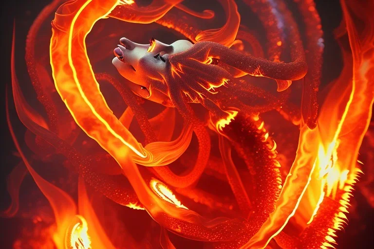 Fire spiritual tentacles fire wrapping around people's memories fire