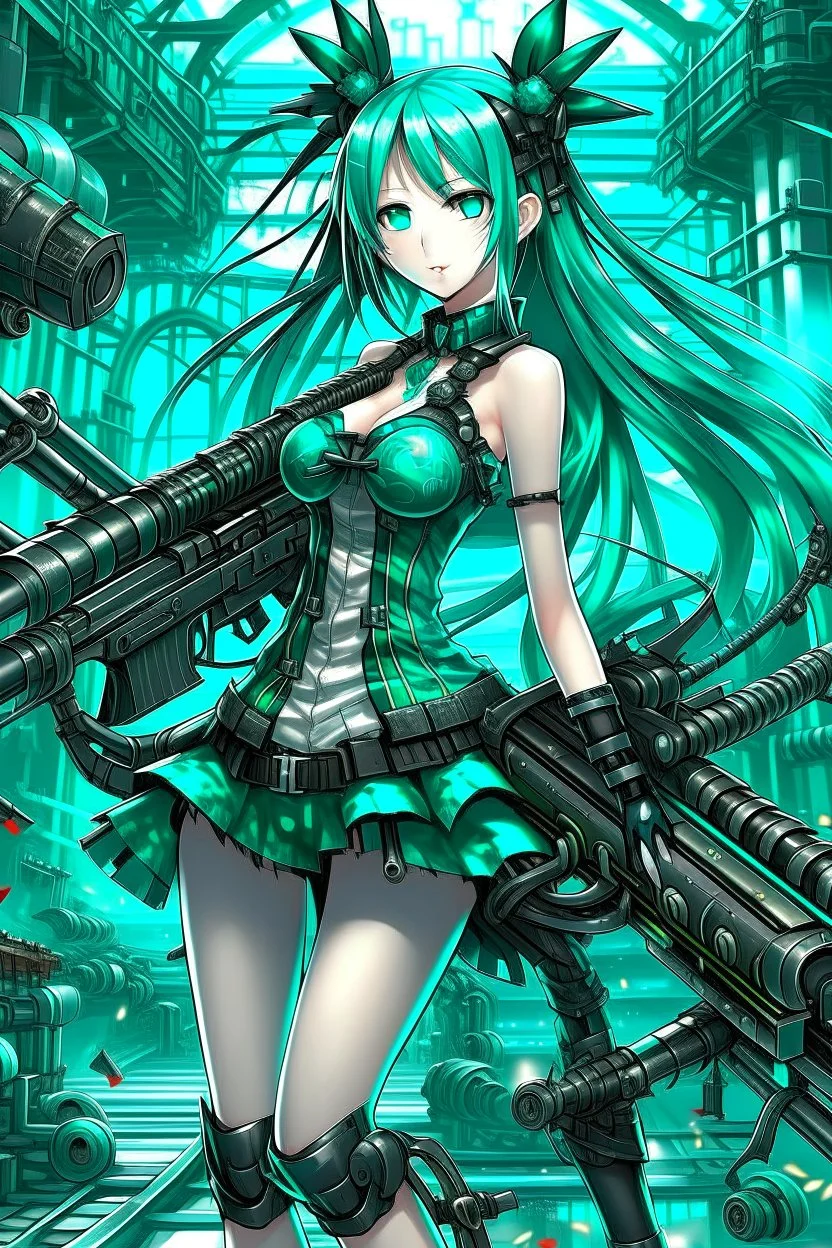 hatsune miku with big weapons