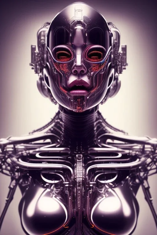 cyberpunk, chrome body, women, portrai, open mouth, perfect skin, tron, cyborg , perfekt, real, dream, hr giger