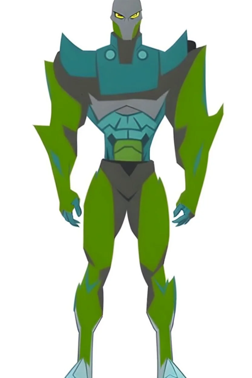 alien From Ben 10 cartoon. Lion. Advanced metal. Magnetic force. Magic power. And his turtle shield