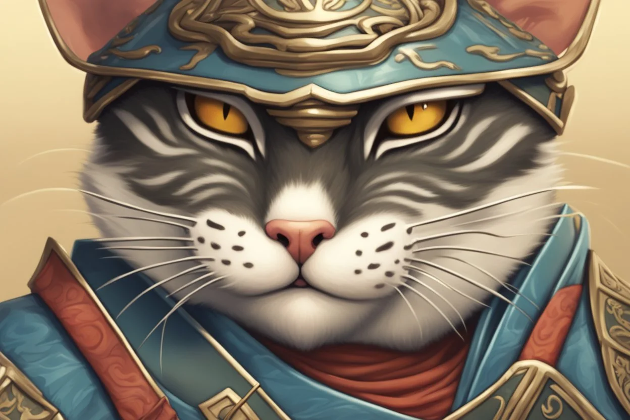 full body Samurai Cat perfect faced (((I'm the style of Mark E. Rogers))), hyperrealism, digital painting of an animation character, character illustration, glen keane, lisa keane, realistic, disney style character, detailed, digital art, 4k, ultra hd, beautiful d&d character portrait, colorful fantasy, detailed, realistic face, digital portrait, intricate armor, fiverr dnd character, wlop, stanley artgerm lau, ilya kuvshinov, artstation, hd, octane render, hyperrealism