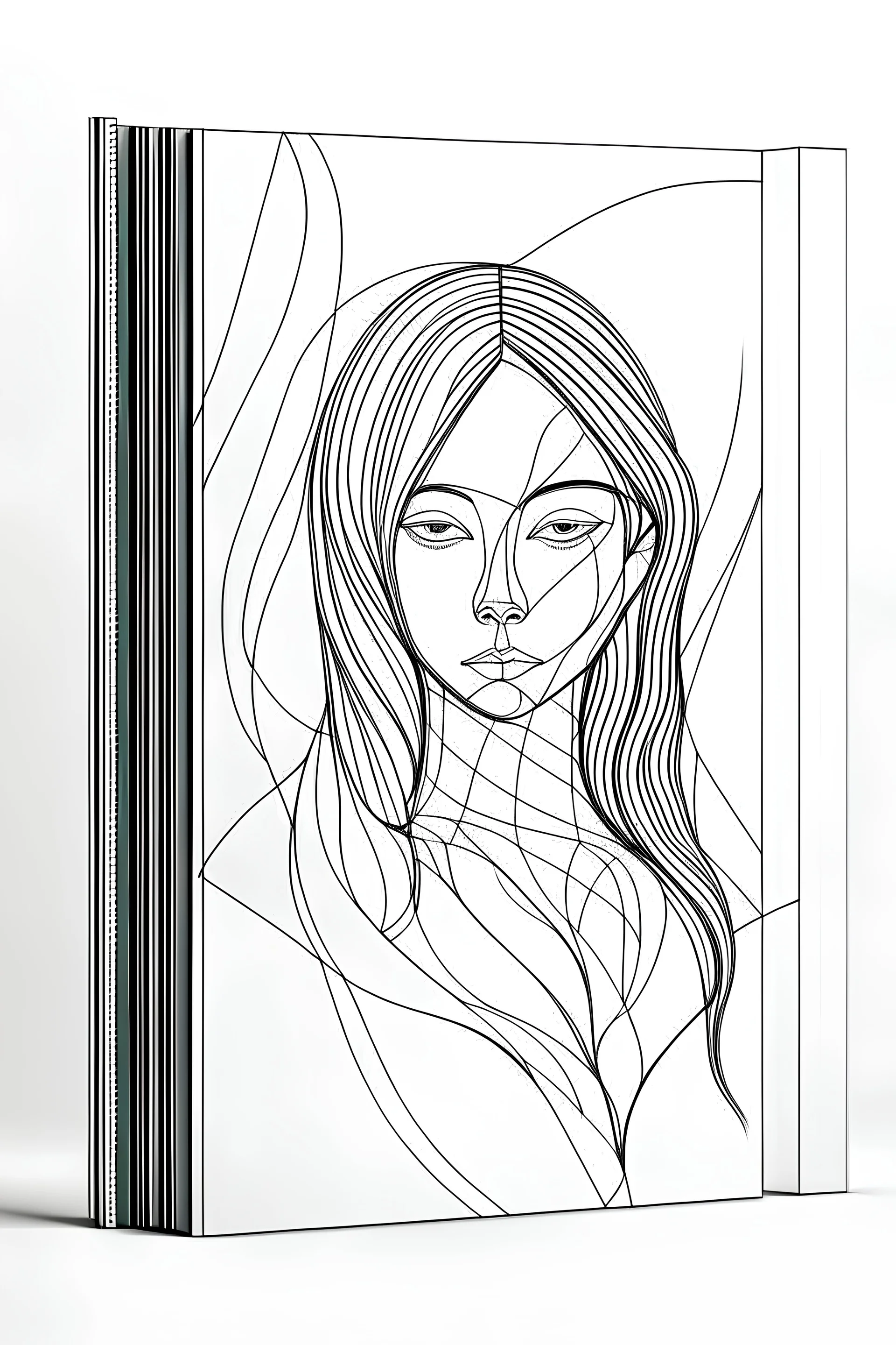 create a book cover with one line art minimalistic drawing