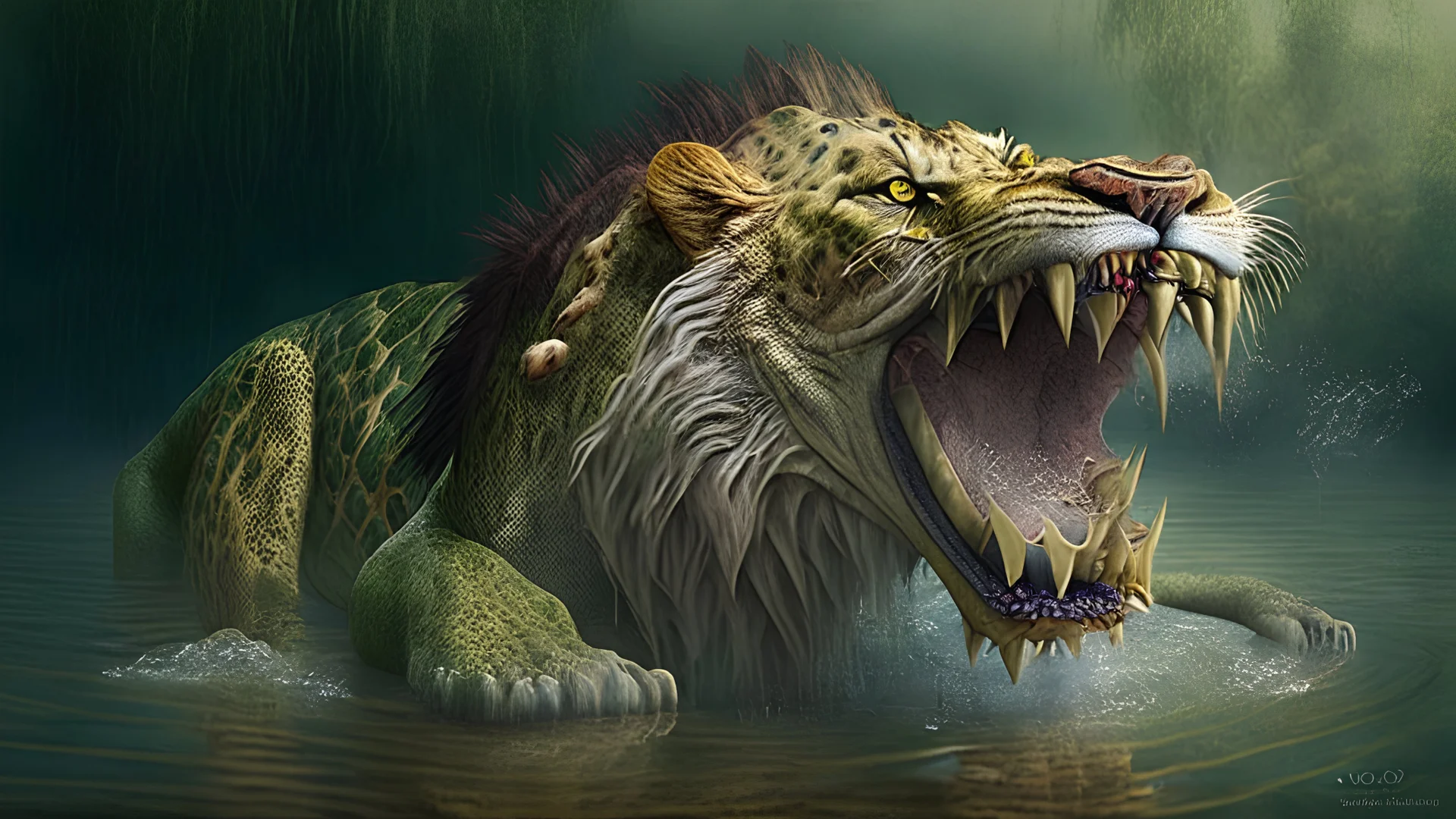 crocodile lion