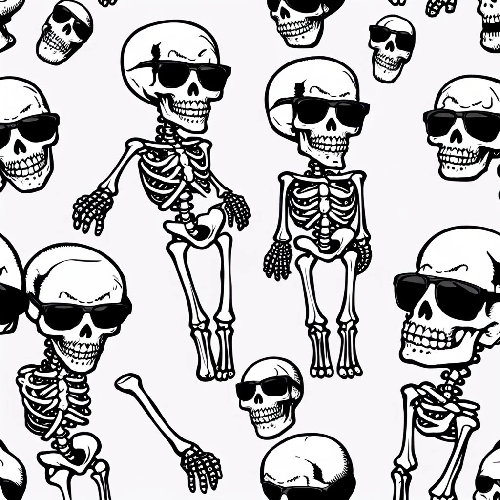 skeleton whit cool sunglasses emotes, sprite sheet