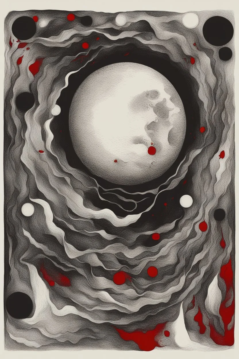 Abstract drawing of the moon and blood