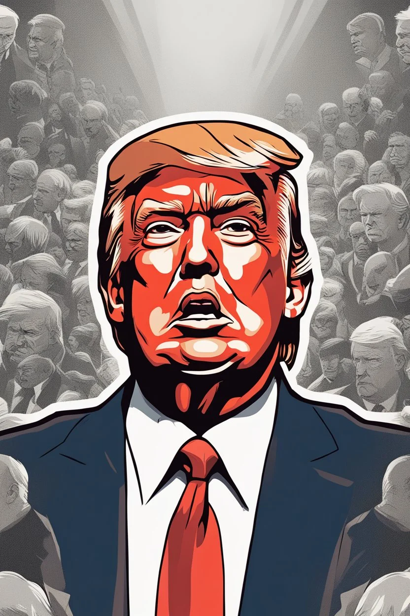 donald trump face as hero in graphic style