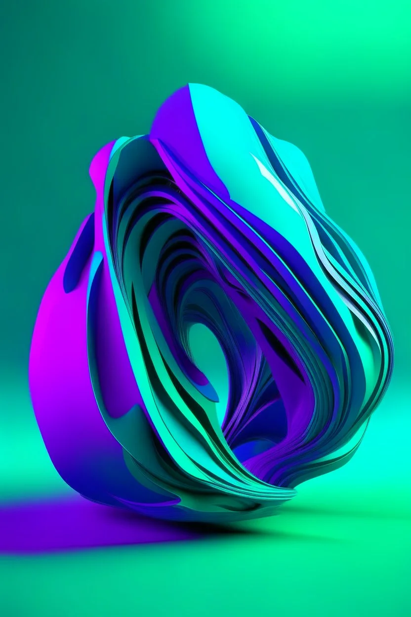 3d abstract space streamlined shape in blue green violet colors