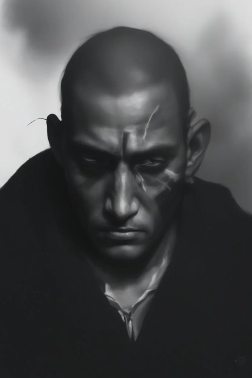 A native Indian , they but a fabric on his eye so he can not see and his arms are Handcuffed. looks miserable with bruises on his face like he has been beating sitting on a broken chair in a prison with dem light and dark prison environments , Busch painting style , sureal