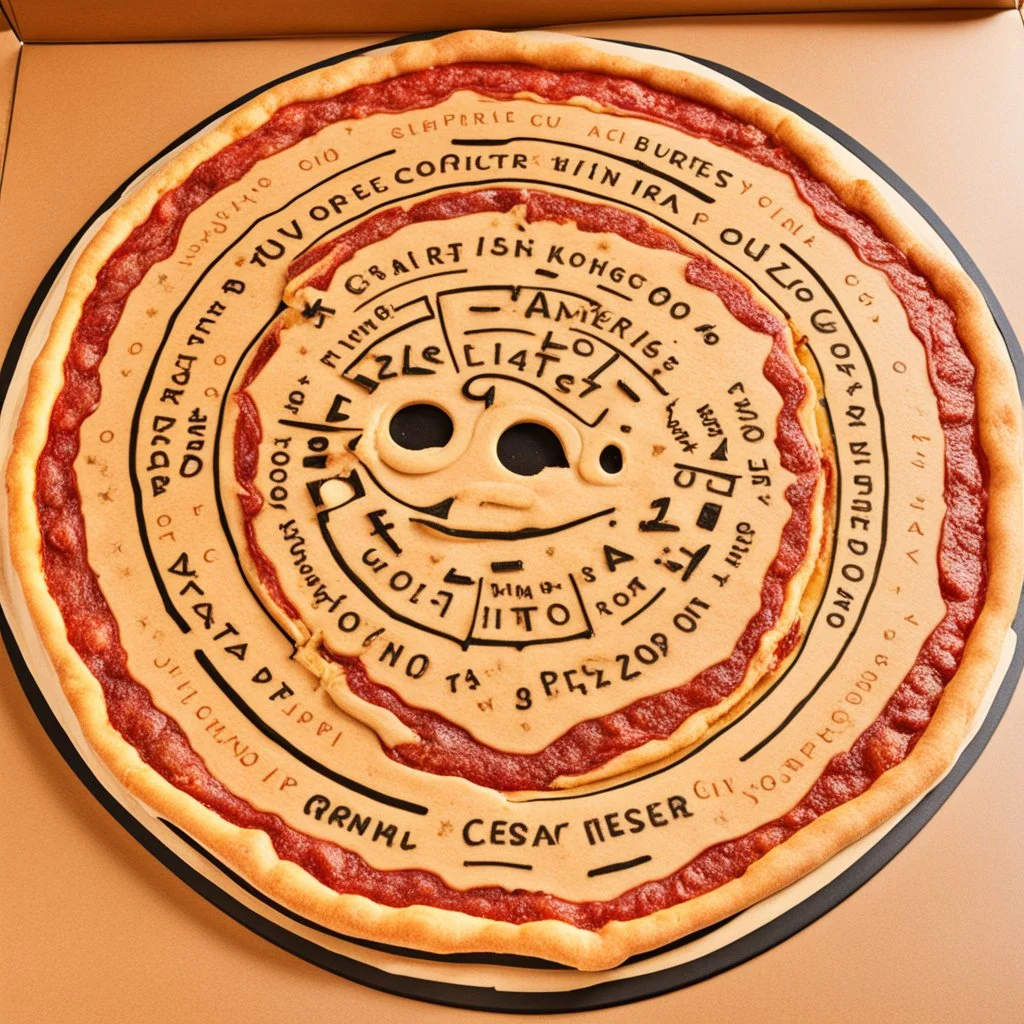 A pizza designed to look like a Ouija board.