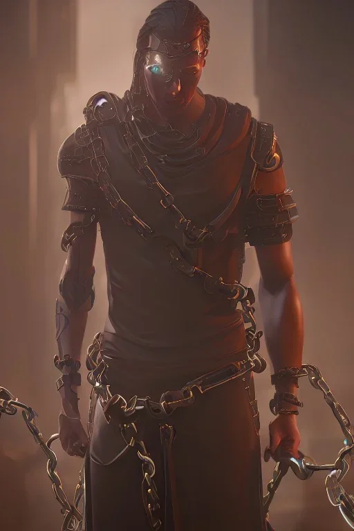 Cyberpunk Greek statue of a man in chains , future classic, unreal engine, epic high details high quality