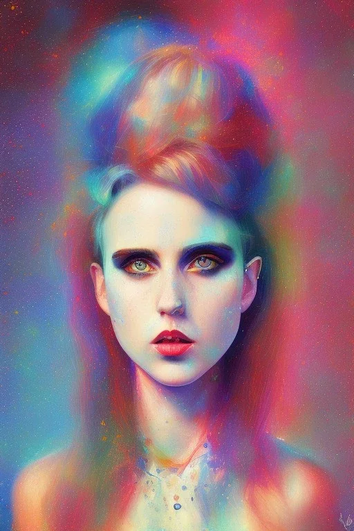 Danish singer MØ face , impressionism,