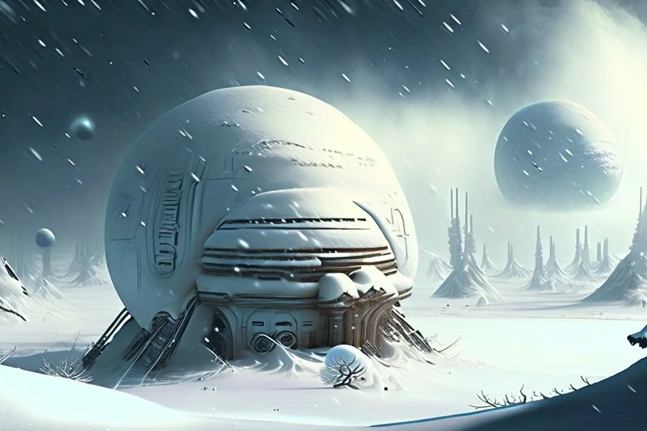 Alien Winter World, Colony, Building, Blizzard, Distant Alien Planets, Snowy