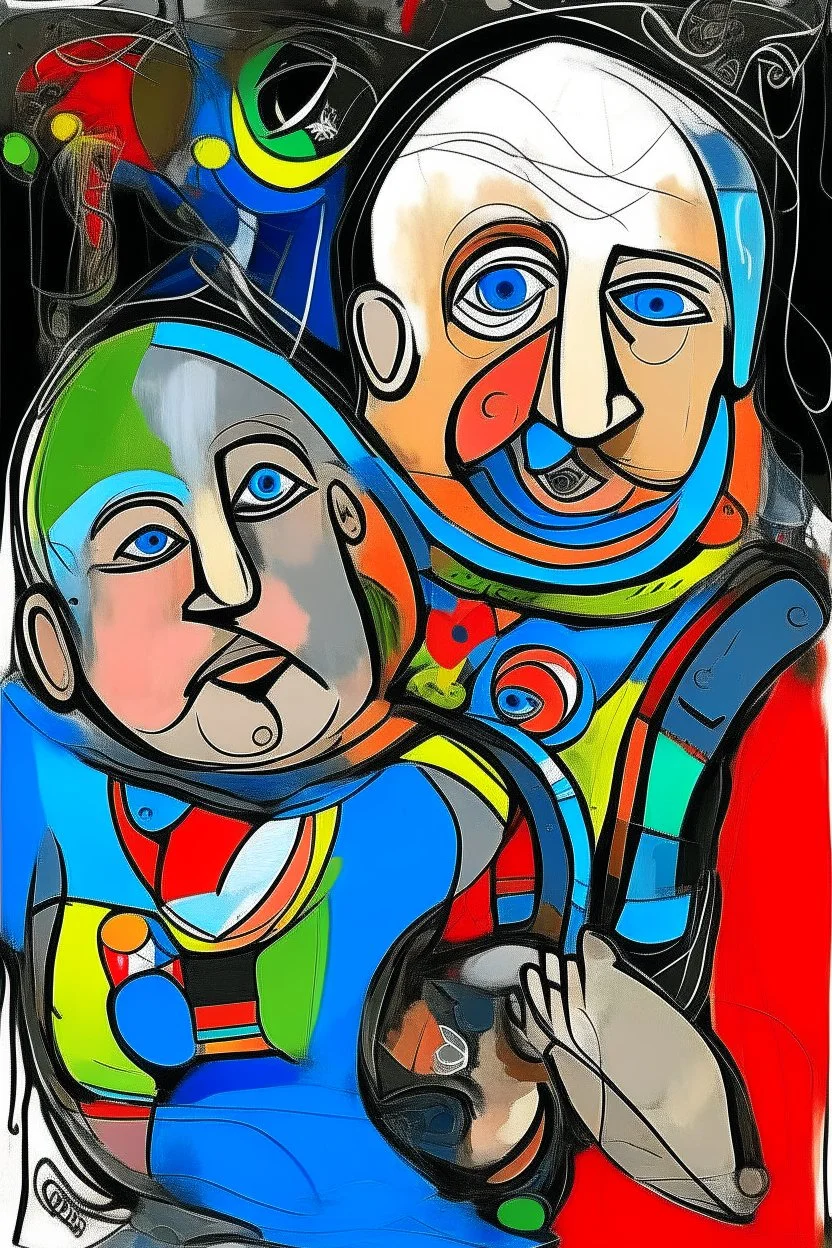 expressionism, Pixar style, in abstract art Basquiat, Picasso, Miro, Kandinsky, Klee, Birell, Fairey, Ardon, Buffet aand Picasso style, HD --s 750 --v 5.1 --style raw, water color