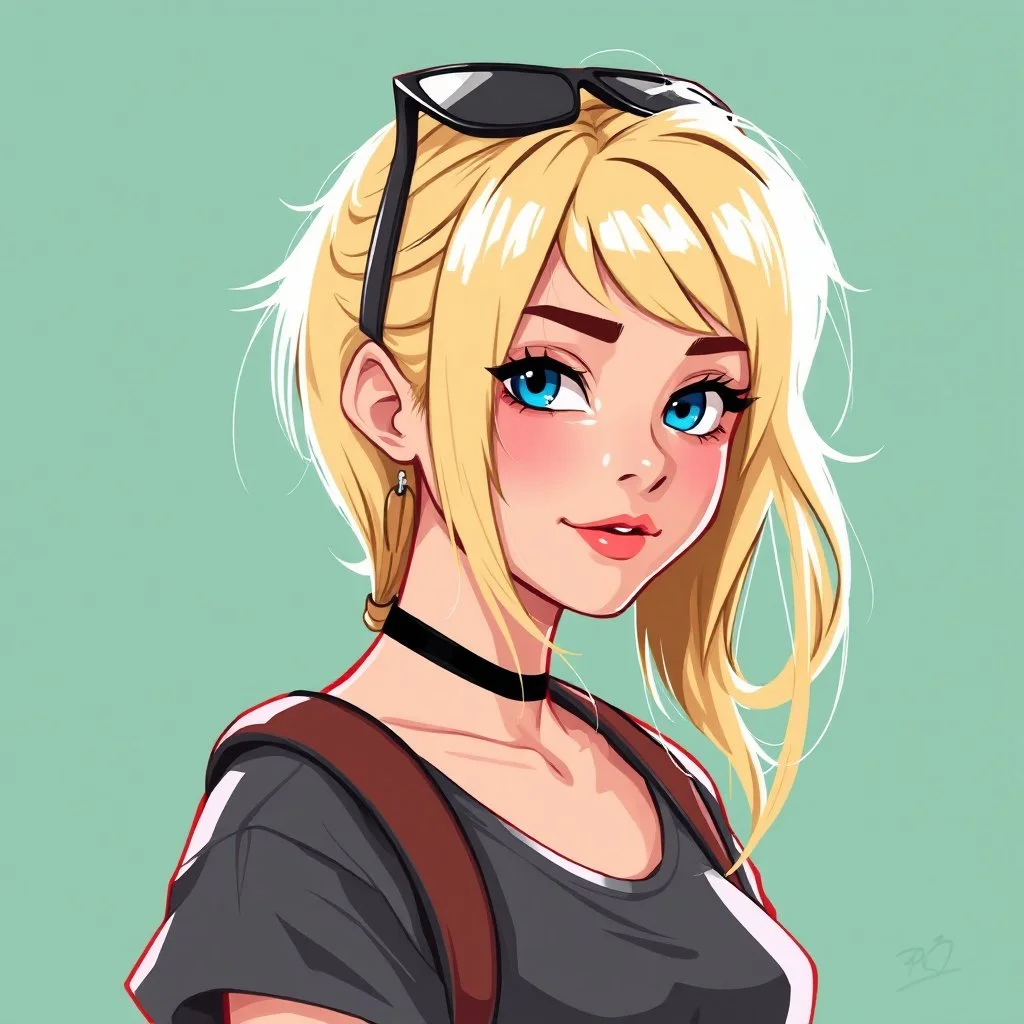 a popular girl, blonde, digital art, stylised, late 2000s, high schooler