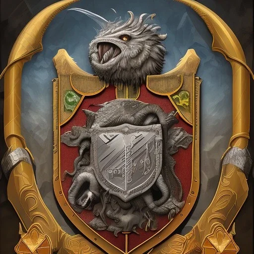 coat of arms of a troglodyte city in the moutains, very detailed