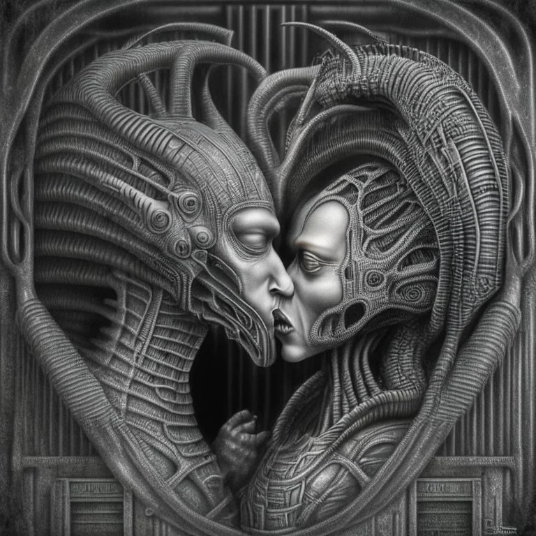 love in the style of HR Giger