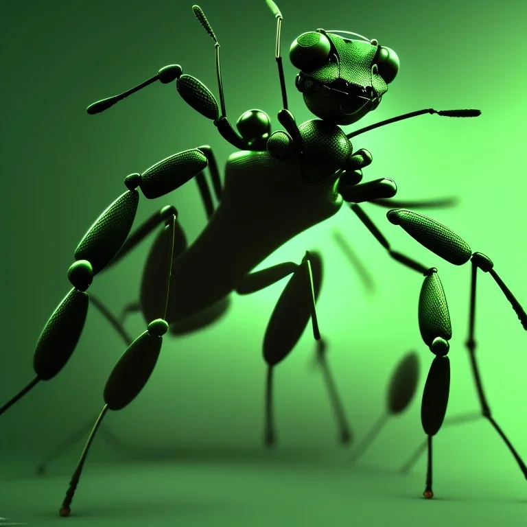 A beautiful portrait of a cyborg ant green color scheme, high key lighting, volumetric light high details psychedelic background