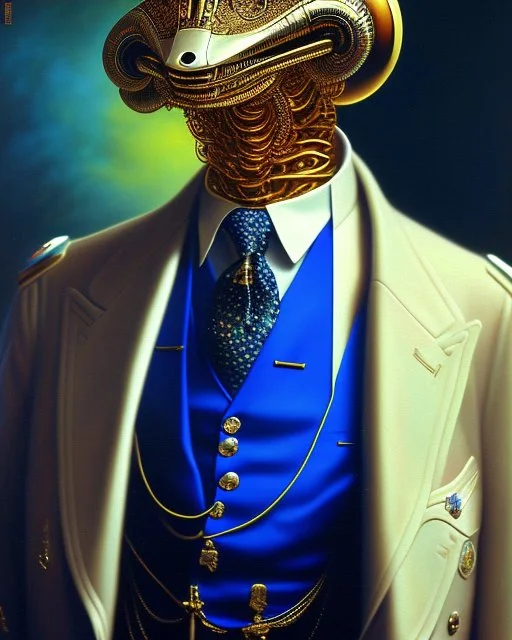 Full body alienígena antropomorfico humanoide con traje y corbata arte ilustración impresionista calidad ultra hiperdetallado intrincado maximalista 12k