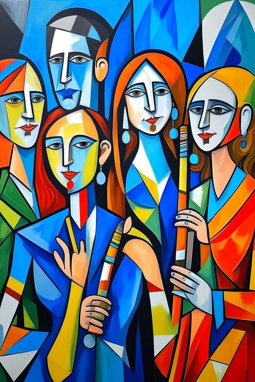 picasso style cubism 5 people