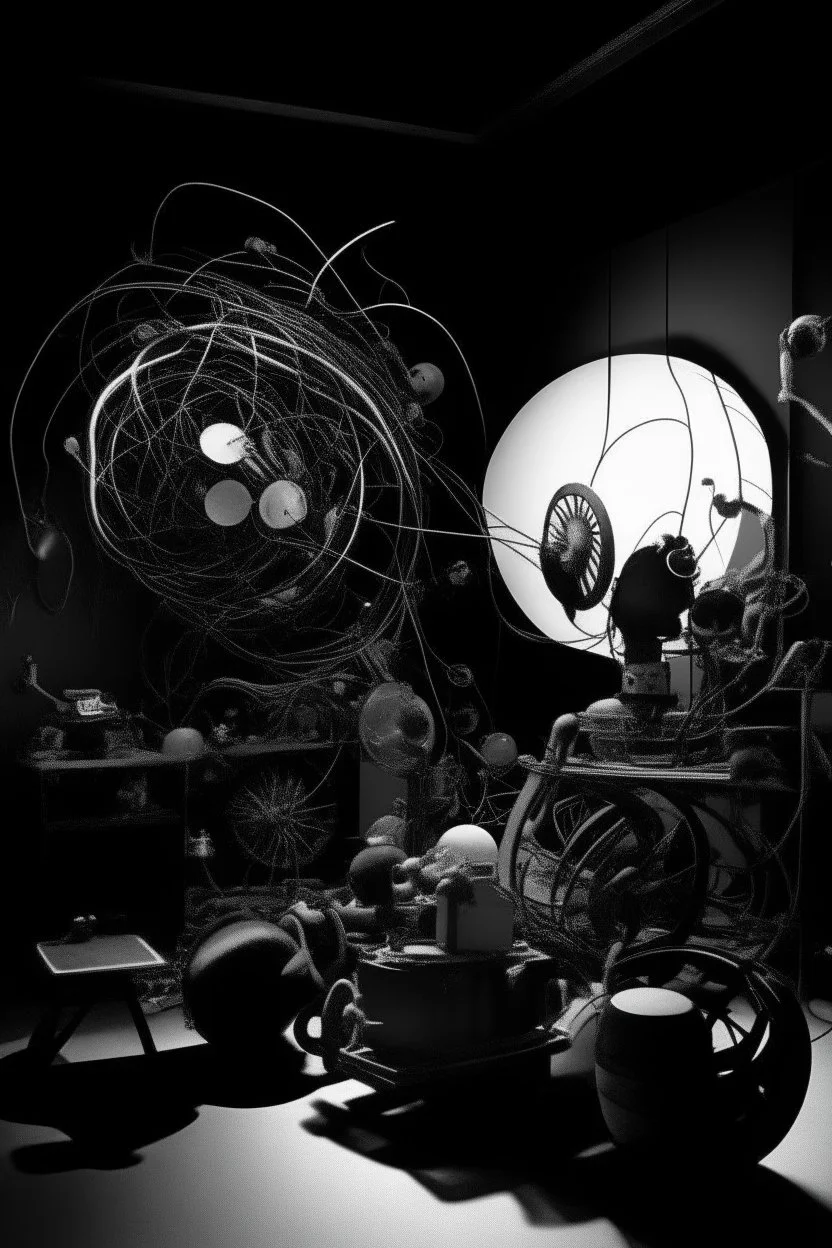 Tinguely machine black and white path wallpaper