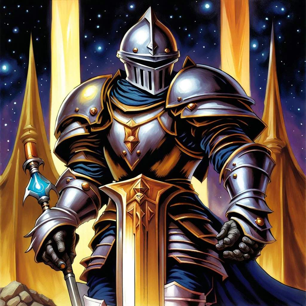 fantasy space knight 90's tcg art