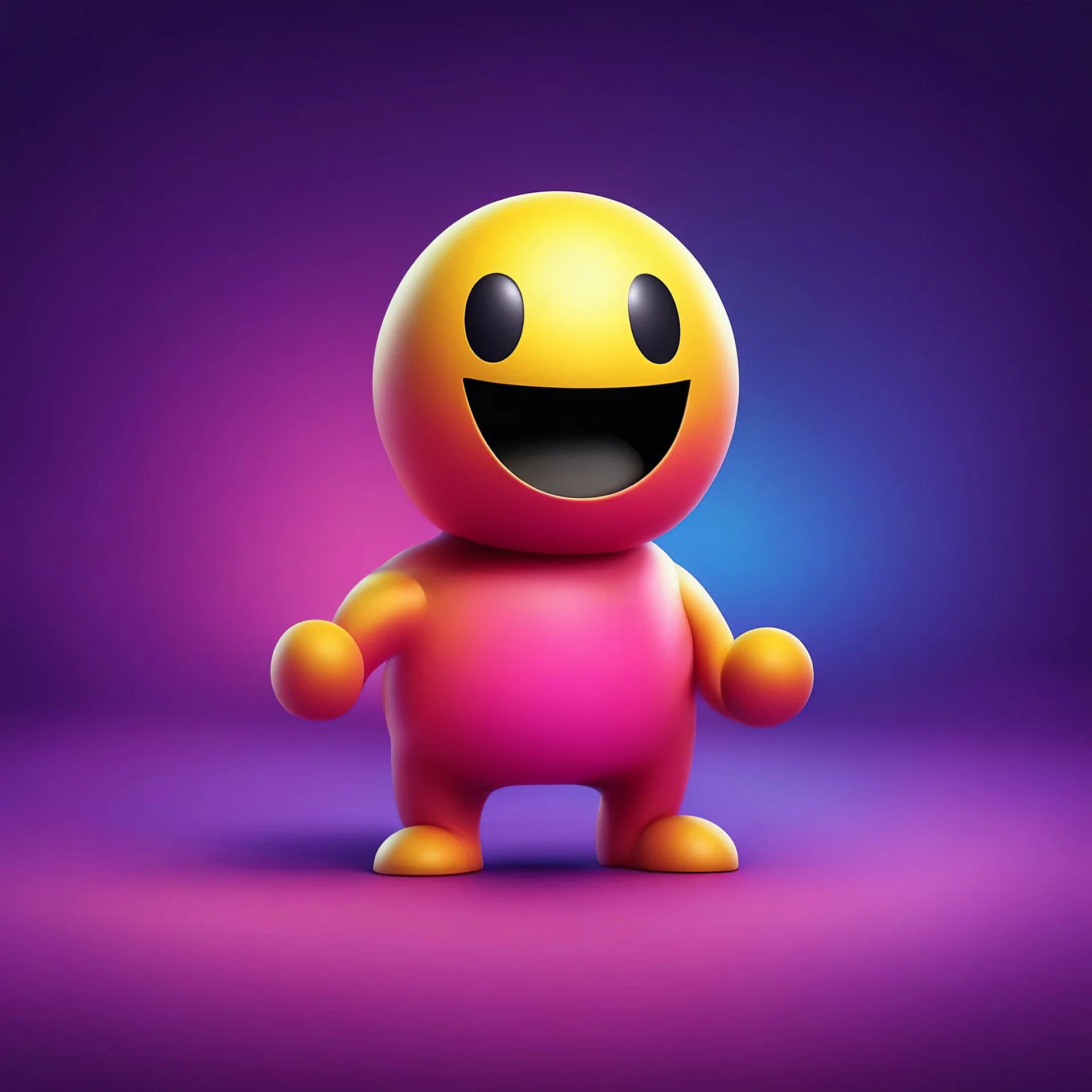 Create PAC Man style cute figurine and gradient background