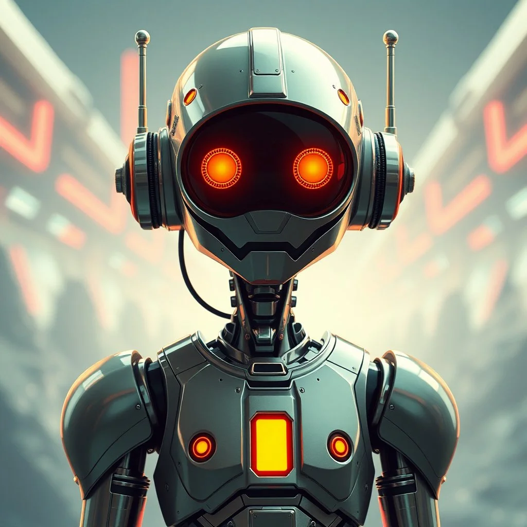 a retro-futuristic android, space age, dystopia, stylised, digital art, 3d render