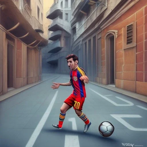 Lionel Messi playing soccer with kids in the back streets of Buenos Aires